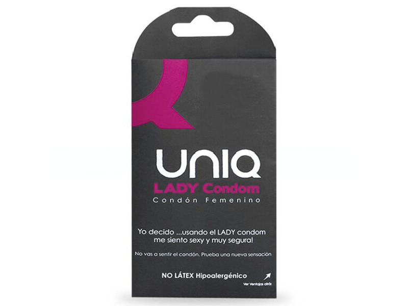 UNIQ - LADY CONDOM LATEX FREE FEMALE CONDOMS WITH GARTER BELT 3 UNITS