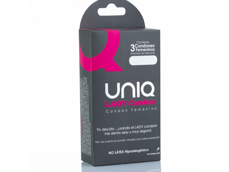 UNIQ - LADY CONDOM LATEX FREE FEMALE CONDOMS WITH GARTER BELT 3 UNITS