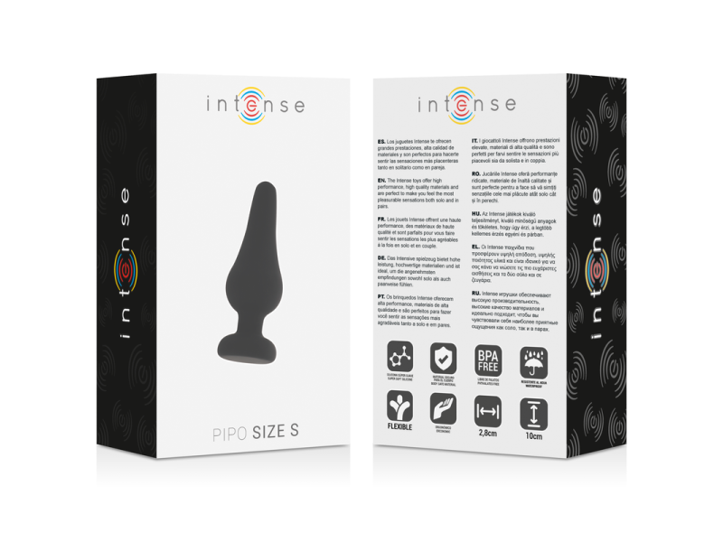 INTENSE - ANAL PLUG PIPO S BLACK SILICONE 9.8 CM