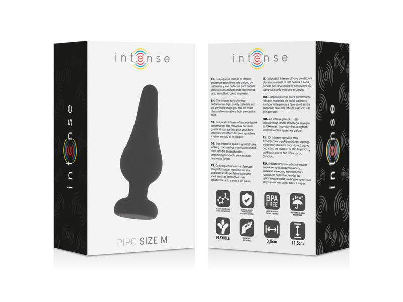 INTENSE - ANAL PLUG PIPO M BLACK SILICONE 11 CM