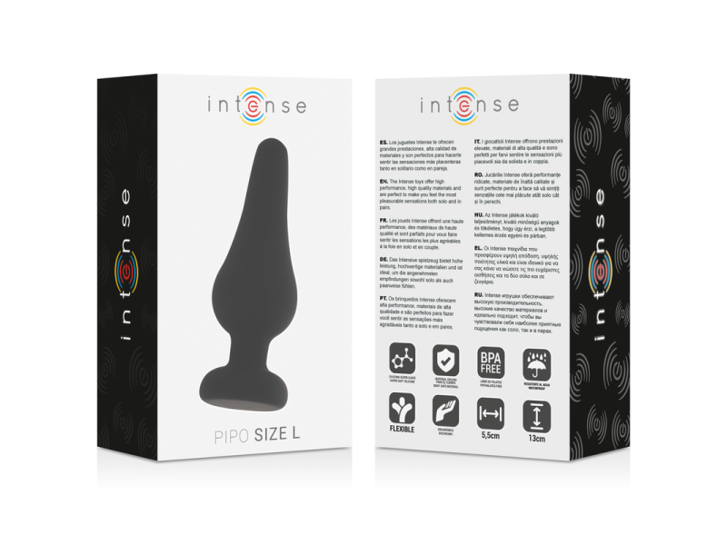 INTENSE - ANAL PLUG PIPO L BLACK SILICONE 13 CM