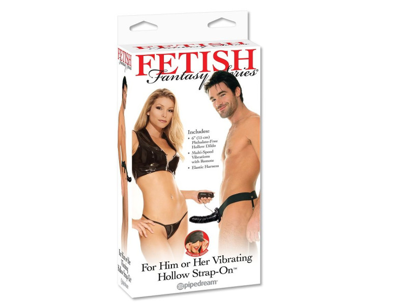 FETISH FANTASY SERIES - VIBRATING HOLLOW STRAP-ON FOR HER OR HIM BLACK