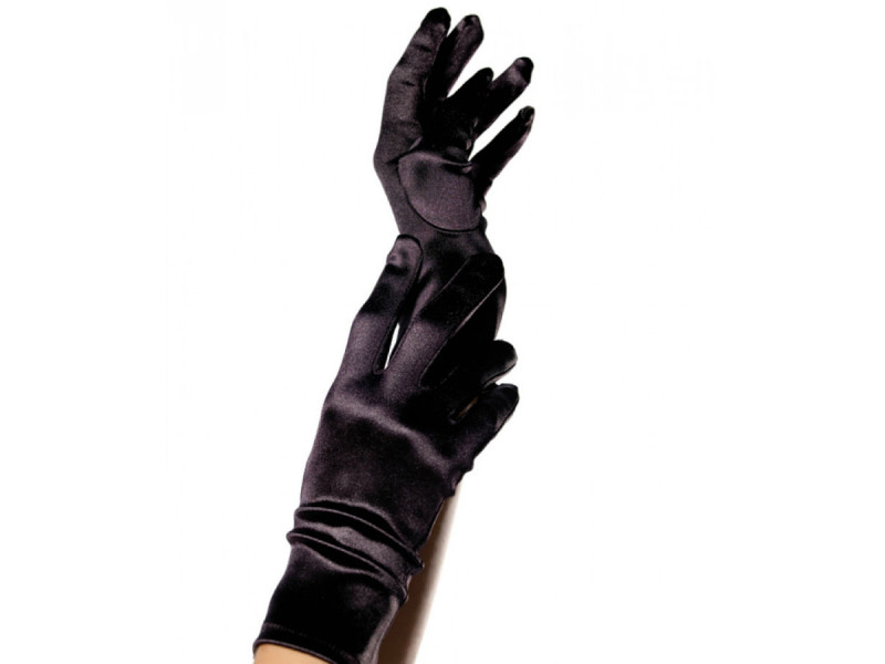 LEG AVENUE - SATIN GLOVES BLACK