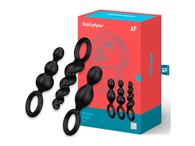 SATISFYER - ANAL PLUGS SET 3 PCS BLACK