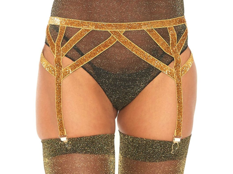 LEG AVENUE - LUREX ELASTIC GARTER BELT ONE SIZE