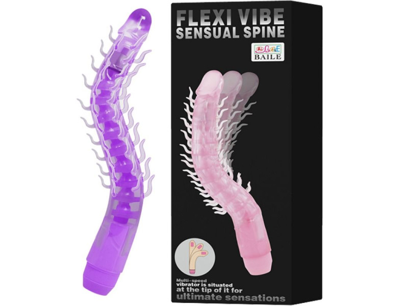 BAILE - FLEXI VIBE SENSUAL SPINE BENDABLE VIBRATING DILDO LILAC 23.5 CM