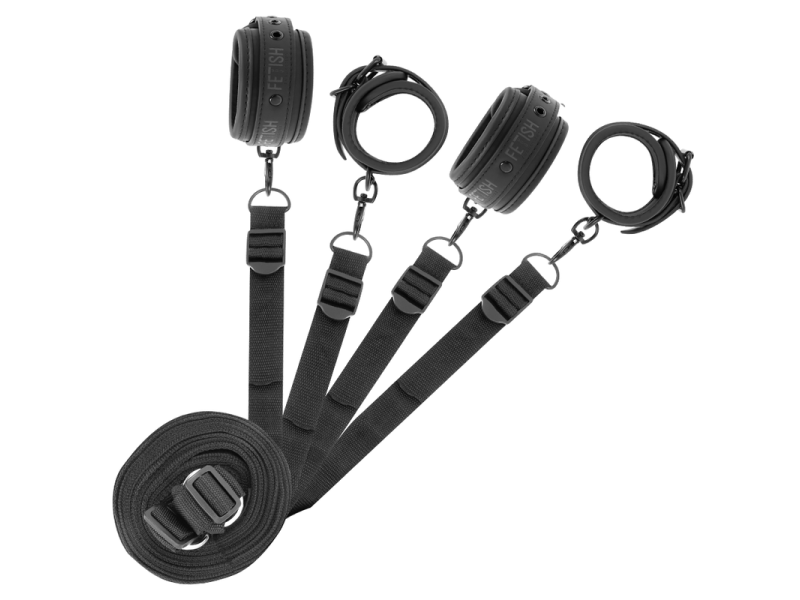 FETISH SUBMISSIVE - SET OF HANDCUFFS AND TIES WITH NOPRENE LINING