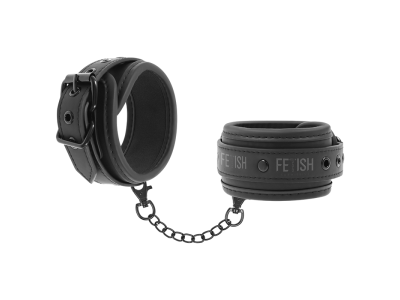 FETISH SUBMISSIVE - VEGAN LEATHER HANDCUFFS WITH NOPRENE LINING