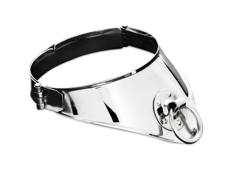 METAL HARD - RESTRAINT COLLAR WITH RING AND PADLOCK 12.5 CM