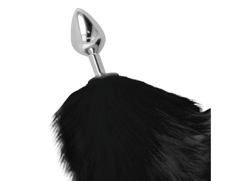 DARKNESS - SILVER ANAL PLUG 8 CM WITH BLACK TAIL