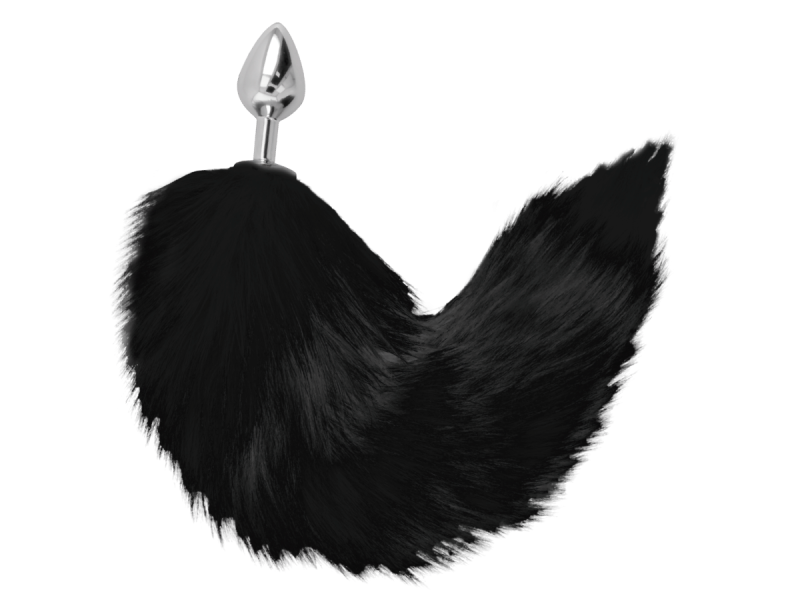 DARKNESS - SILVER ANAL PLUG 8 CM WITH BLACK TAIL