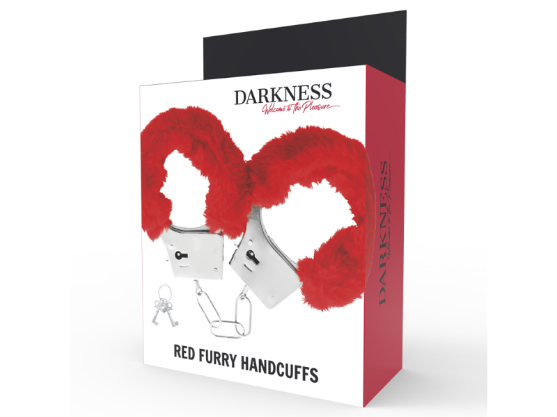 DARKNESS - RED LINED METAL HANDCUFFS