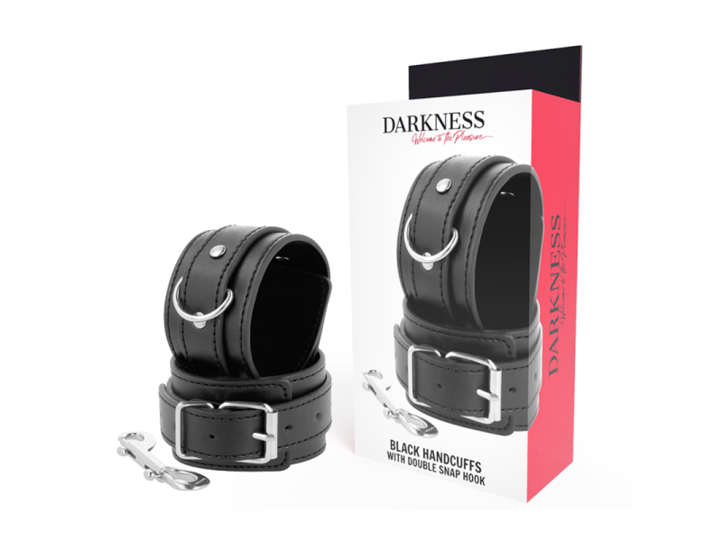 DARKNESS - BLACK ADJUSTABLE HANDCUFFS WITH DOUBLE REINFORCEMENT TAPE