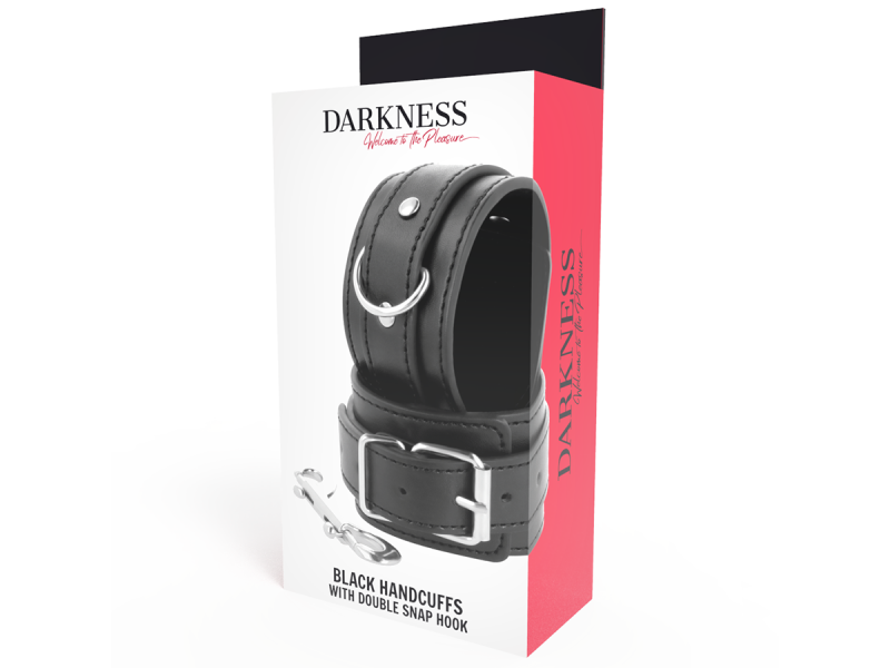 DARKNESS - BLACK ADJUSTABLE HANDCUFFS WITH DOUBLE REINFORCEMENT TAPE