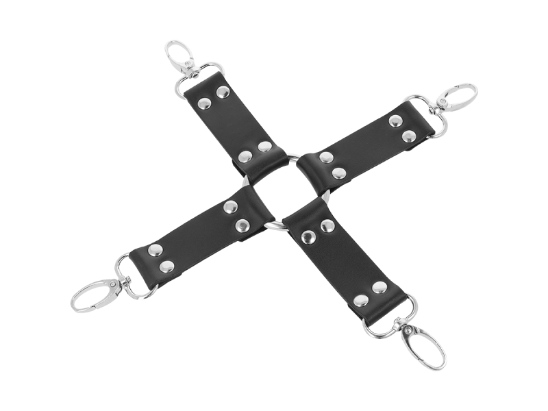 DARKNESS - LEATHER HANDCUFFS FOR FOOT AND HANDS BLACK