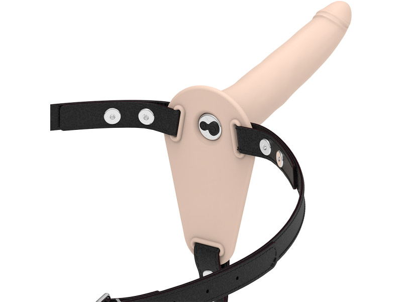 FETISH SUBMISSIVE HARNESS - FLESH SILICONE VIBRATOR 15 CM