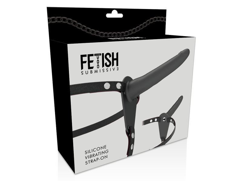 FETISH SUBMISSIVE HARNESS - BLACK SILICONE VIBRATOR 15 CM