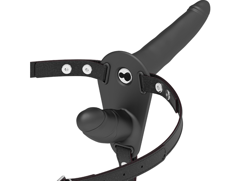 FETISH SUBMISSIVE HARNESS - DOUBLE PENETRATION BLACK VIBRATOR