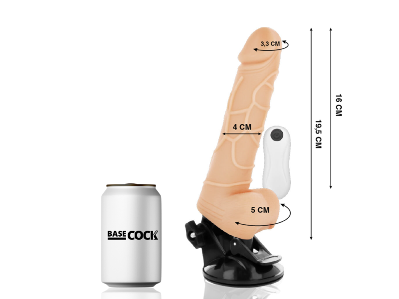 BASECOCK - REALISTIC VIBRATOR REMOTE CONTROL NATURAL WITH TESTICLES 19.5 CM -O- 4 CM