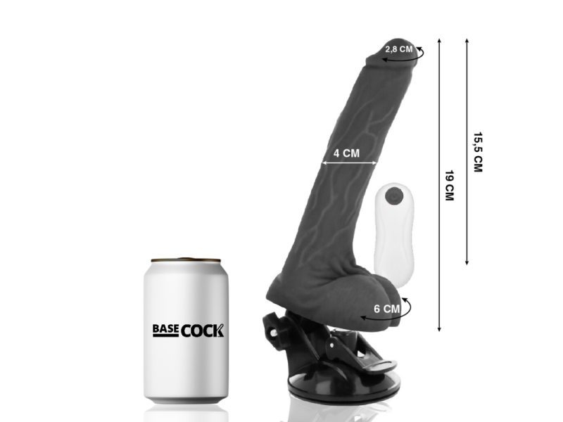 BASECOCK - REALISTIC VIBRATOR REMOTE CONTROL BLACK 19 CM -O- 4 CM