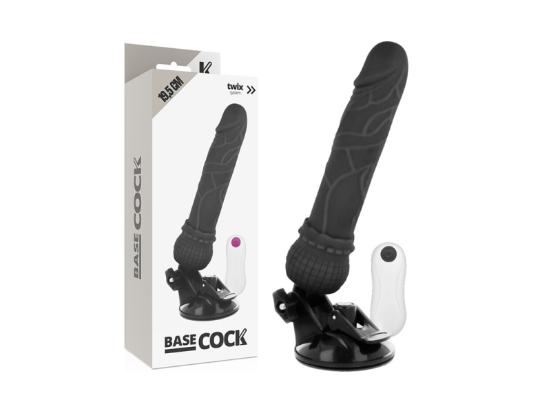 BASECOCK - REALISTIC VIBRATOR REMOTE CONTROL BLACK 19.5 CM -O- 4 CM