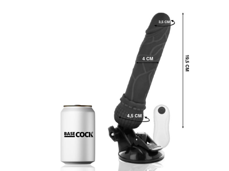 BASECOCK - REALISTIC VIBRATOR REMOTE CONTROL BLACK 19.5 CM -O- 4 CM