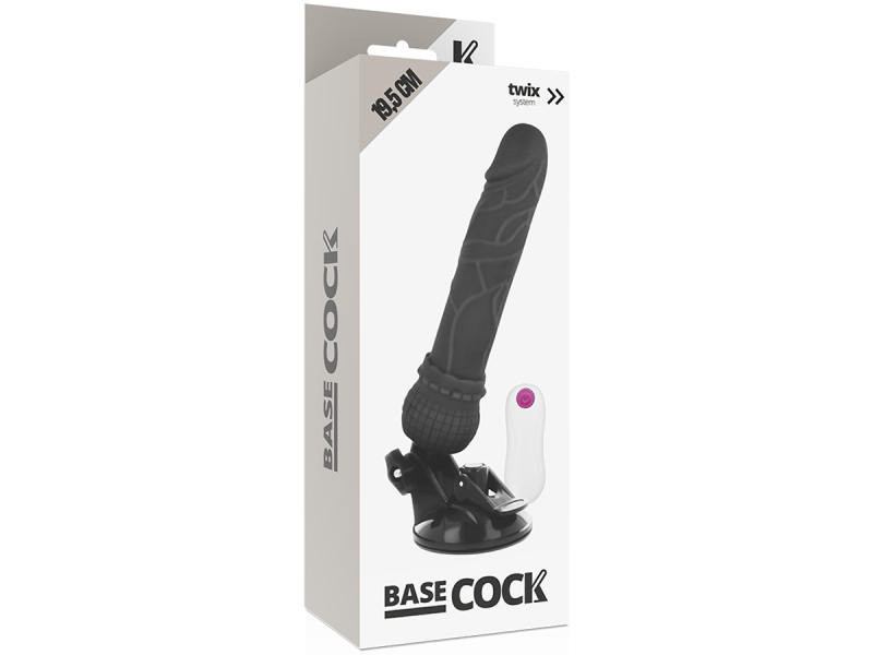 BASECOCK - REALISTIC VIBRATOR REMOTE CONTROL BLACK 19.5 CM -O- 4 CM