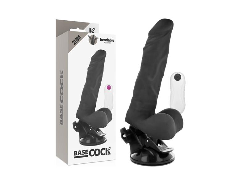 BASECOCK - VIBRADOR ARTICULABLE CONTROL REMOTO NEGRO 21 CM -O- 5 CM