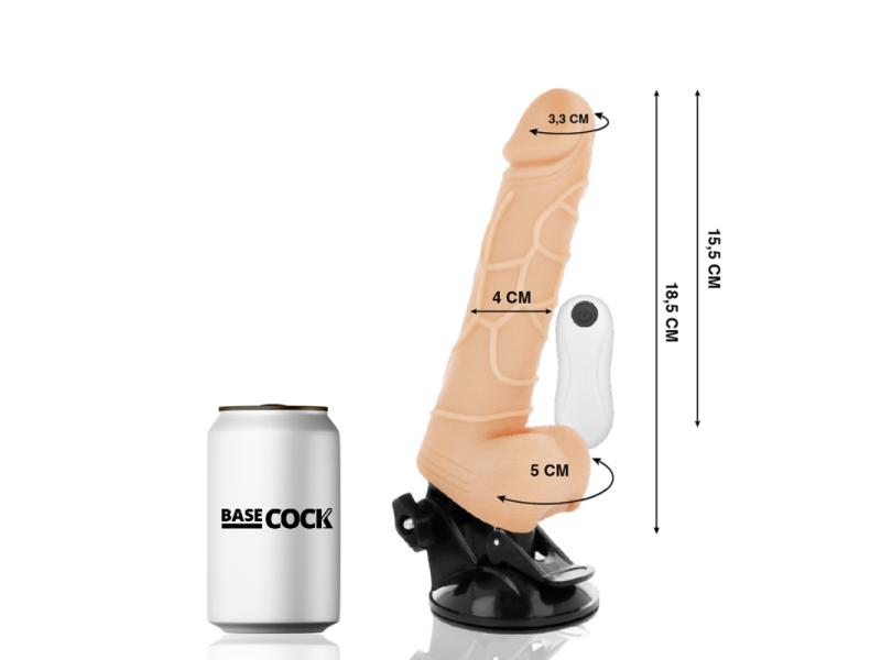 BASECOCK - REALISTIC VIBRATOR REMOTE CONTROL FLESH 18.5 CM -O- 4CM