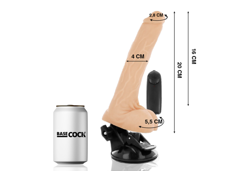 BASECOCK - REALISTIC NATURAL REMOTE CONTROL VIBRATOR WITH TESTICLES 20 CM -O- 4 CM