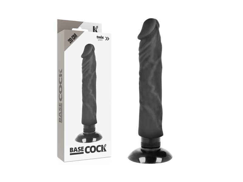 BASECOCK - REALISTIC VIBRATOR 2-1 BLACK 20 CM -O- 4 CM