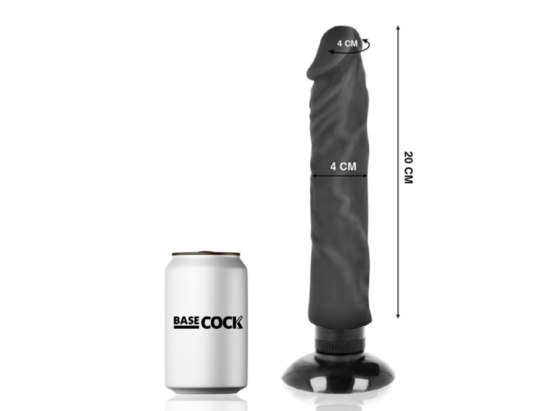 BASECOCK - REALISTIC VIBRATOR 2-1 BLACK 20 CM -O- 4 CM