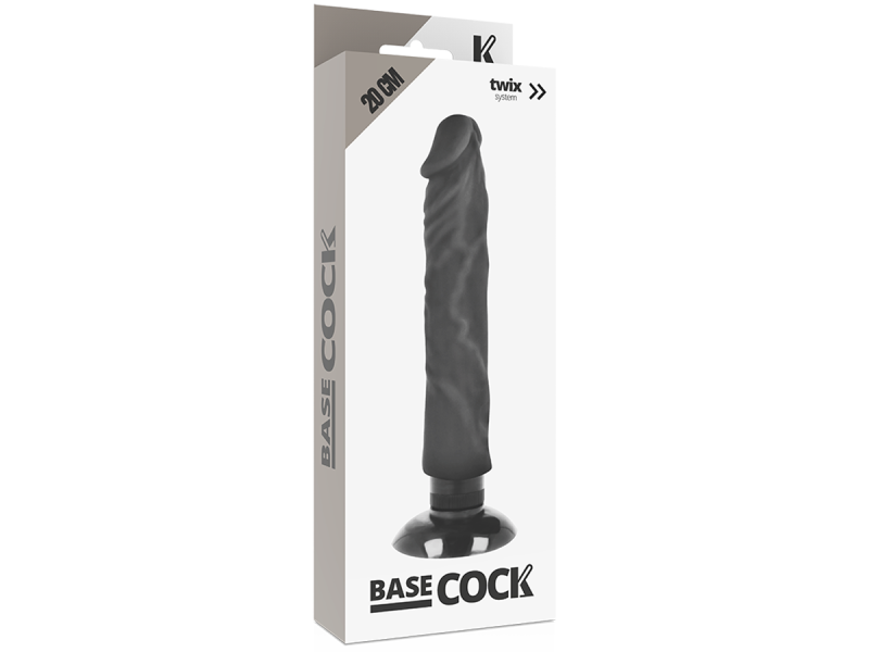 BASECOCK - REALISTIC VIBRATOR 2-1 BLACK 20 CM -O- 4 CM