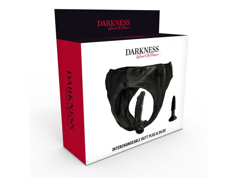 DARKNESS - PANTIES WITH PLUG AND INTERCHANGEABLE DILDO