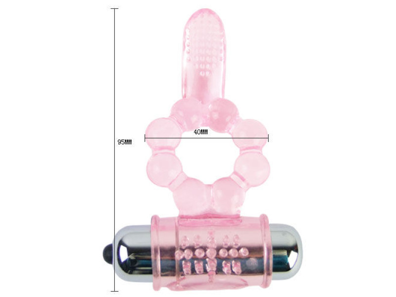 BAILE - SILICONE RING 10 TONGUE RHYTHMS WITH PINK VIBRATION