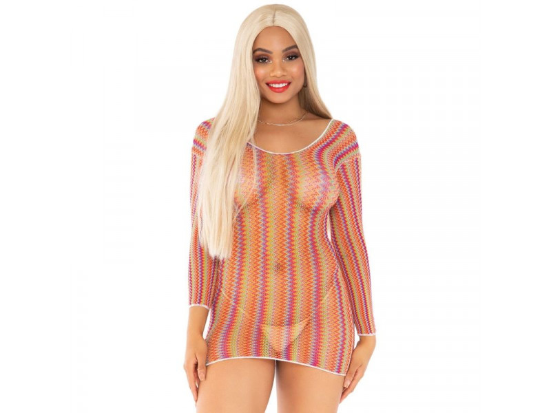 LEG AVENUE - ZIGZAG MULTICOLOR MINI DRESS ONE SIZE