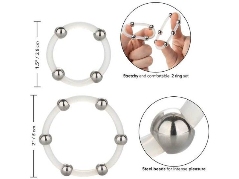 CALEXOTICS - STEEL BEADED SILICONE RING SET