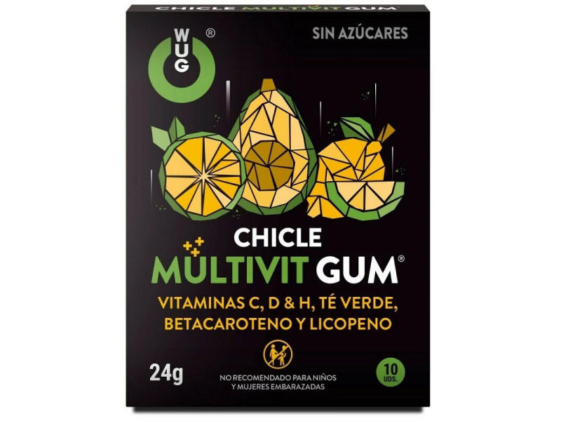 WUG GUM - MULTIVIT VITAMIN C, H, D, BETA-CAROTENE, LYCOPENE AND GREEN TEA 10 UNITS