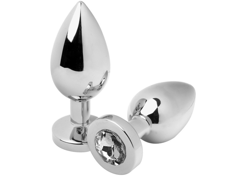 METAL HARD - ANAL PLUG DIAMOND TRANSPARENT MEDIUM 7.62CM