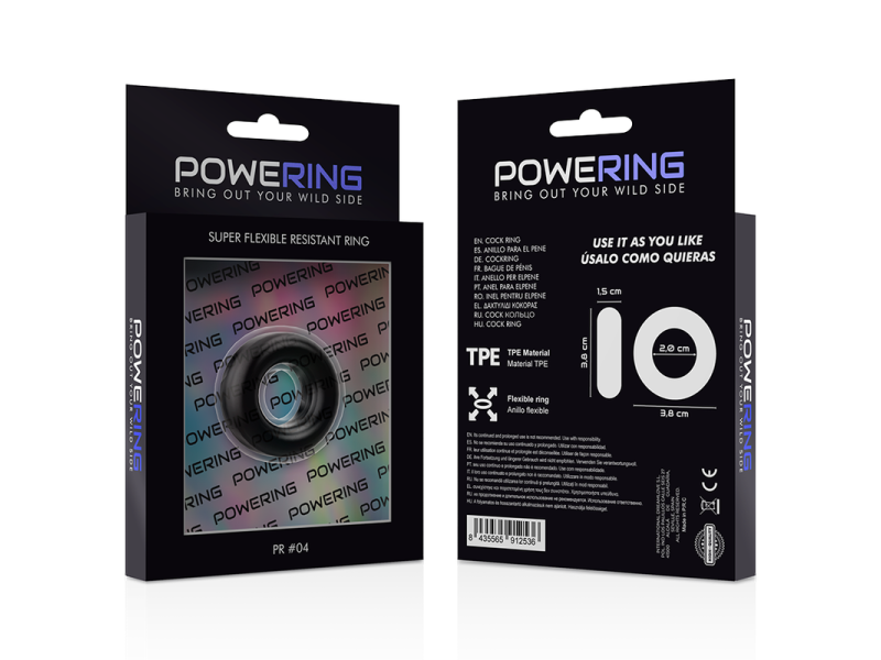 POWERING - SUPER FLEXIBLE AND RESISTANT PENIS RING 3.8CM PR04 BLACK