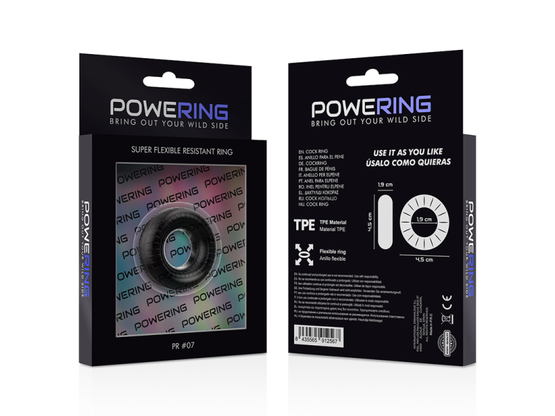 POWERING - SUPER FLEXIBLE AND RESISTANT PENIS RING 4.5CM PR07 BLACK