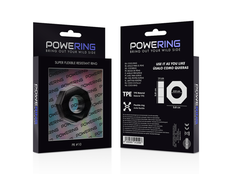 POWERING - SUPER FLEXIBLE AND RESISTANT PENIS RING 5CM PR10 BLACK