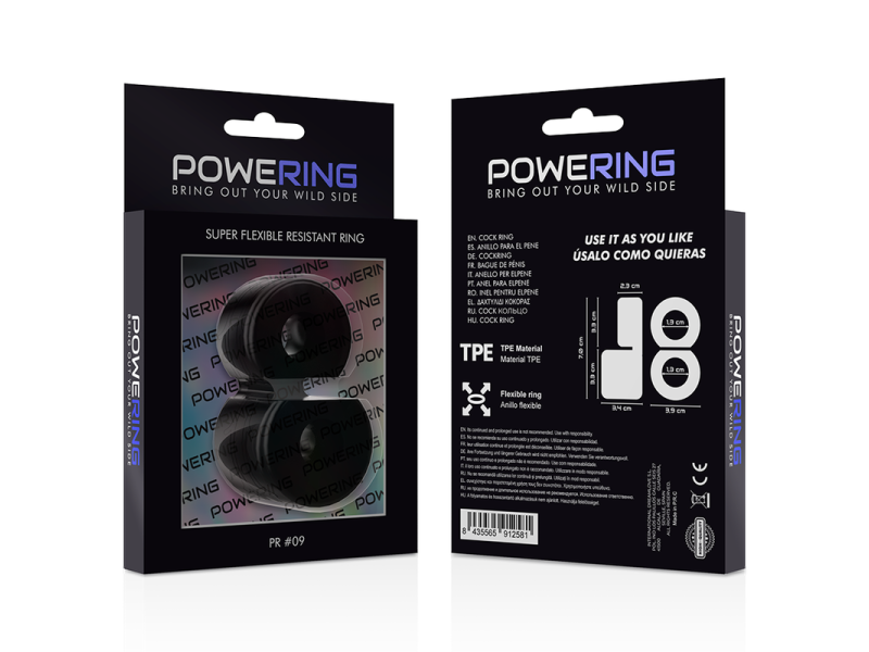 POWERING - SUPER FLEXIBLE AND RESISTANT DOUBLE PENIS RING PR09 BLACK