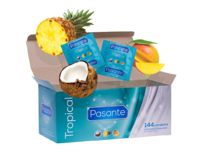 PASANTE - CONDOMS TROPICAL FLAVORS 144 UNITS