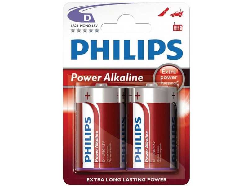 PHILIPS - POWER ALKALINE PILA D LR20 PACK 2