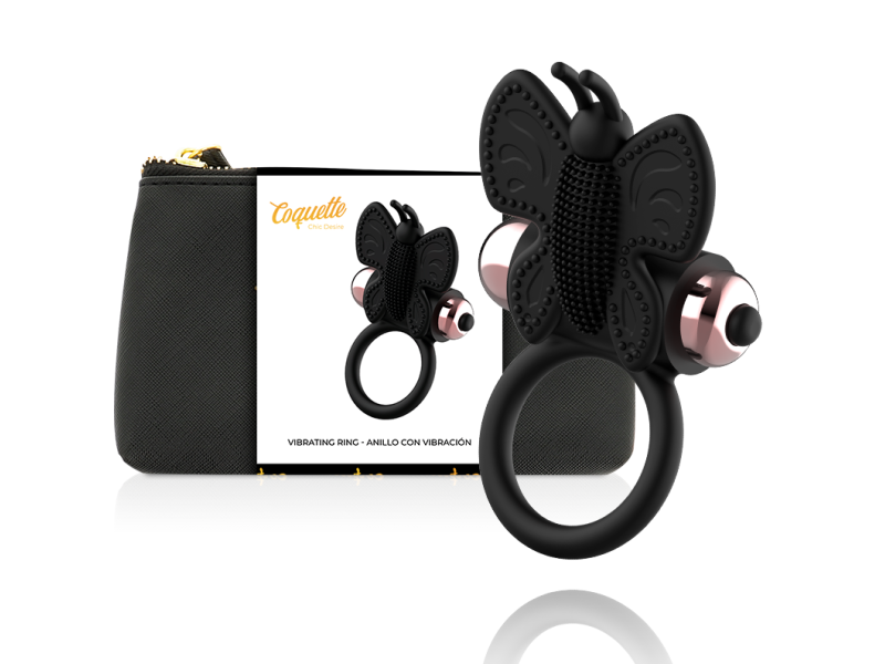 COQUETTE CHIC DESIRE - COCK RING BUTTERFLY WITH VIBRATOR BLACK/ GOLD