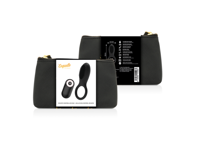 COQUETTE CHIC DESIRE - COCK RING REMOTE CONTROL RECHARGEABLE BLACK/ GOLD