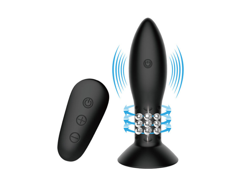 MR PLAY - PLUG WITH BLACK ROTATING BALLS REMOTE CONTROL