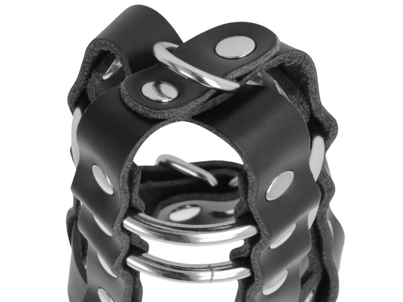 DARKNESS - LEATHER CHASTITY CAGE WITH LOCK