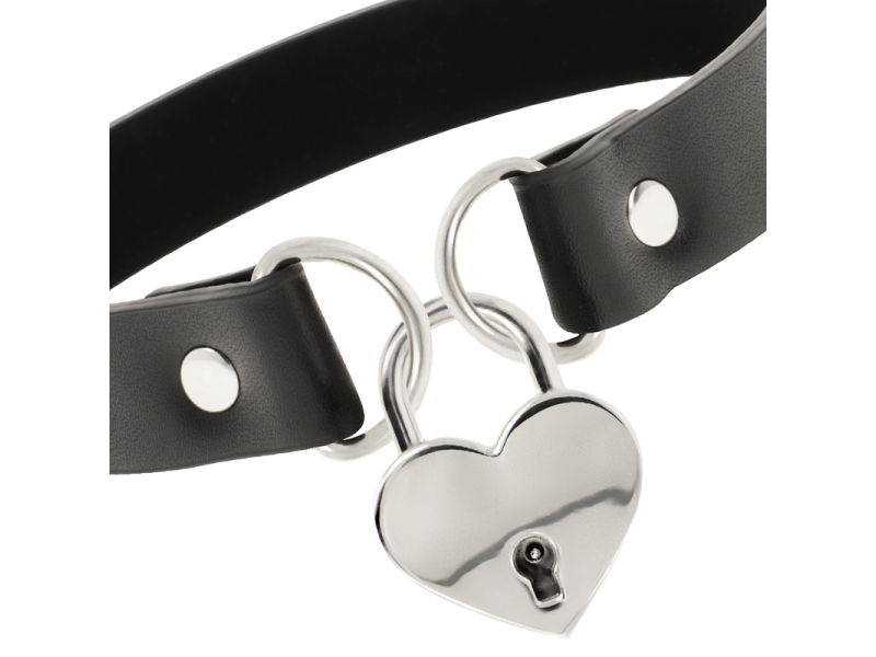 COQUETTE CHIC DESIRE - VEGAN LEATHER NECKLACE WITH HEART ACCESSORY WITH KEY